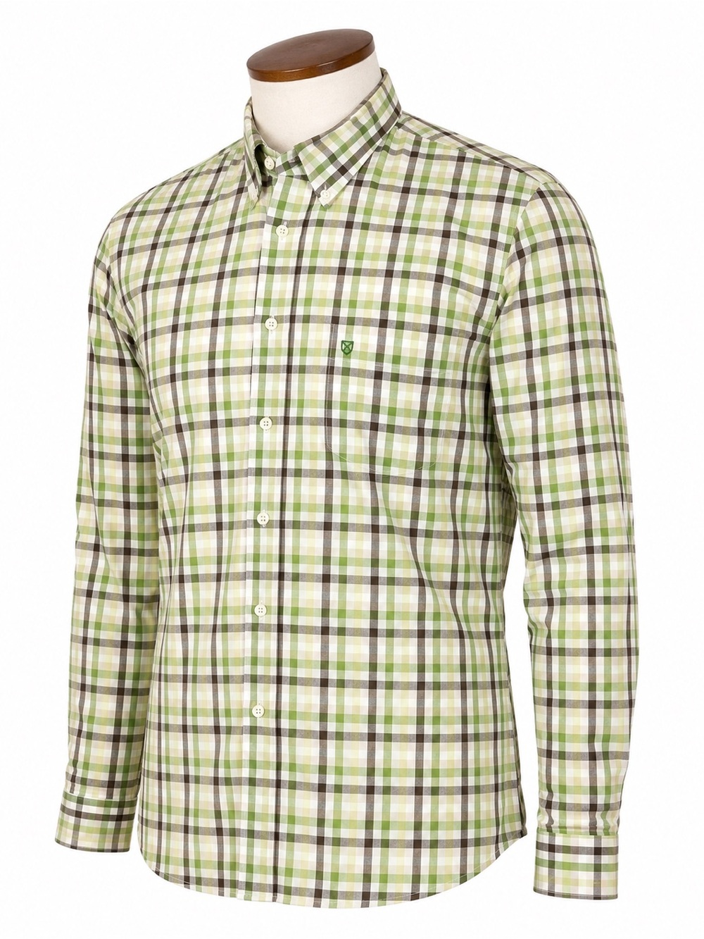 Men's Barbour Plaid Check Button Down Shirt Green Brown Size Medium